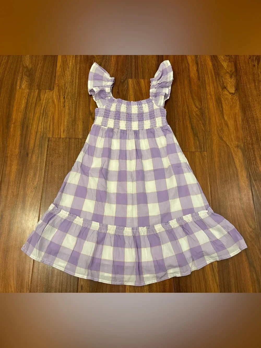 Gap purple/white plaid midi dress NWT